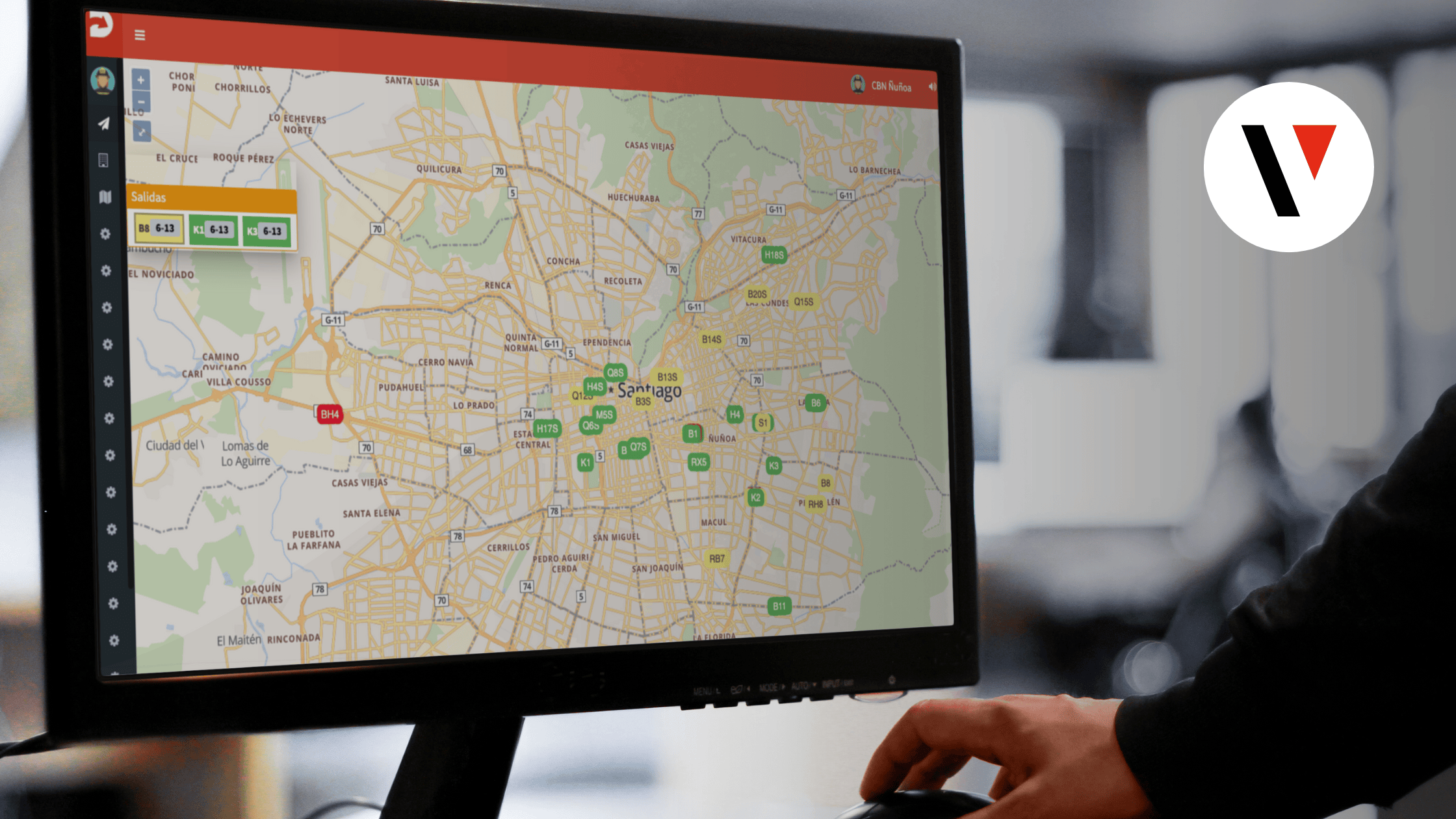 Pantalla con mapa